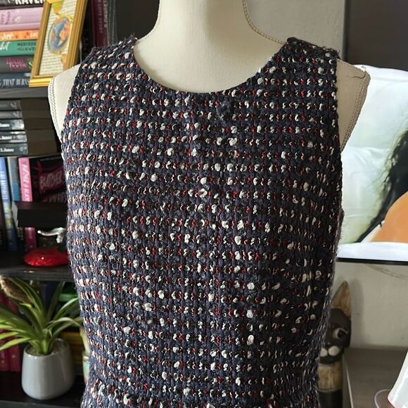 Per Se By Carlisle Size 6 Navy Blue & Red Tweed Dress - Picture 2 of 8